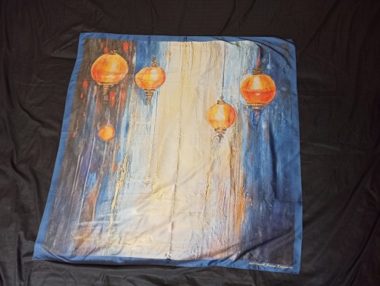 Шелковый платок  с картиной "Исполнение желаний"